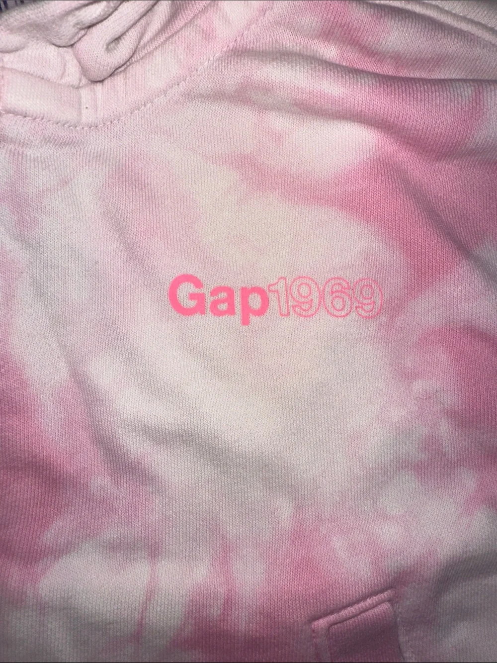 GAP Pink and White Tie-Dye Zip Hoodie